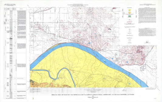 Map : Geologic map of parts of the Newburgh and Yankeetown quadrangles, Henderson and Daviess Counties, Kentucky, 1972 Cartography Wall Art :