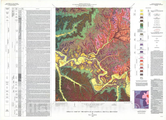 Map : Geologic map of the Raywick quadrangle, central Kentucky, 1973 Cartography Wall Art :