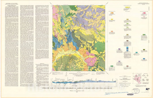 Map : Geologic map of the Creede quadrangle, Mineral and Saguache Counties, Colorado, 1973 Cartography Wall Art :