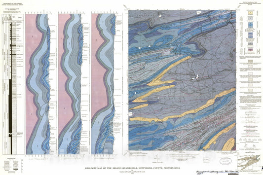 Map : Geologic map of the Delano quadrangle, Schuylkill County, Pennsylvania, 1973 Cartography Wall Art :