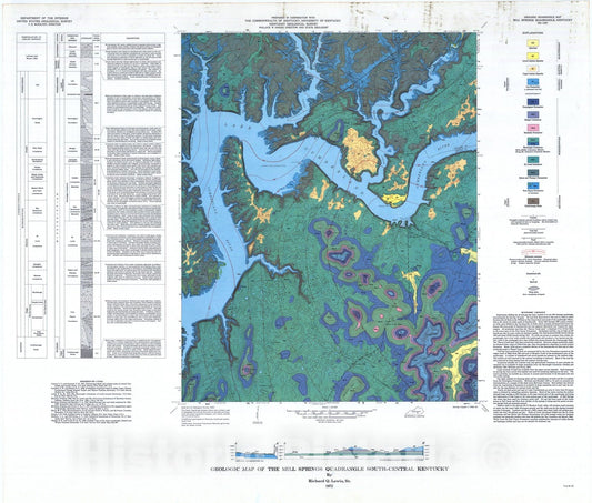 Map : Geologic map of the Mill Springs quadrangle, south-central Kentucky, 1972 Cartography Wall Art :