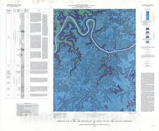 Map : Geologic map of the Hail quadrangle, McCreary and Pulaski Counties, Kentucky, 1973 Cartography Wall Art :