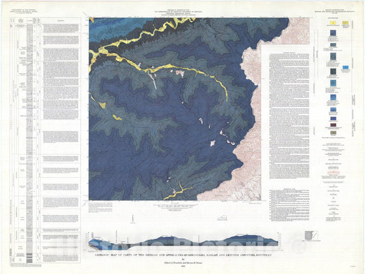 Map : Geologic map of parts of the Benham and Appalachia quadrangles, Harlan and Letcher Counties, Kentucky, 1973 Cartography Wall Art :