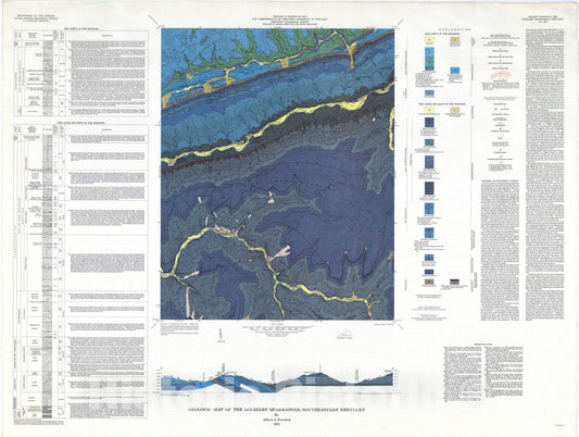 Map : Geologic map of the Louellen quadrangle, southeastern Kentucky, 1973 Cartography Wall Art :