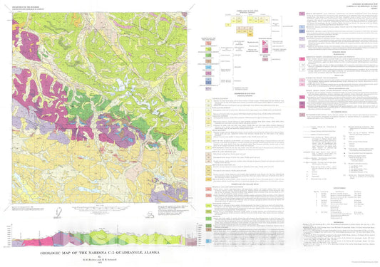 Map : Geologic map of the Nabesna C-5 quadrangle, Alaska, 1973 Cartography Wall Art :