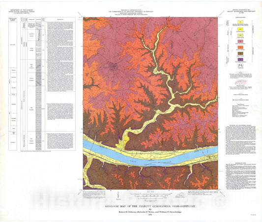 Map : Geologic map of the Felicity quadrangle, Ohio-Kentucky, 1973 Cartography Wall Art :