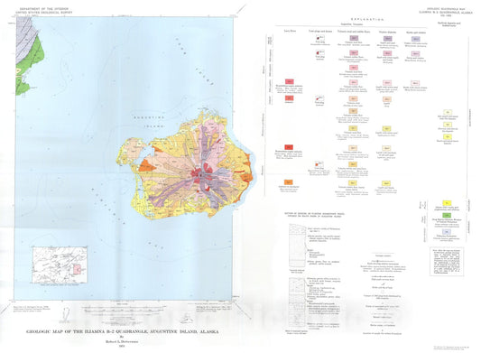 Map : Geologic map of the Iliamna B-2 quadrangle, Augustine Island, Alaska, 1973 Cartography Wall Art :