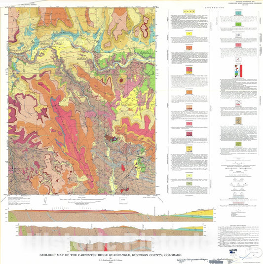 Map : Geologic map of the Carpenter Ridge quadrangle, Gunnison County, Colorado, 1973 Cartography Wall Art :