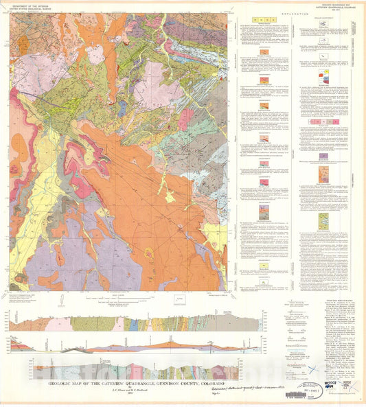 Map : Geologic map of the Gateview quadrangle, Gunnison County, Colorado, 1973 Cartography Wall Art :