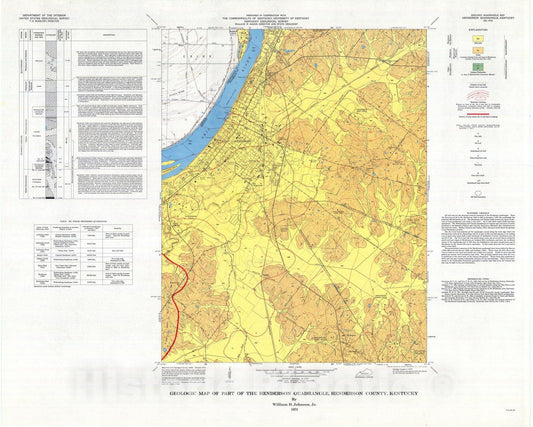 Map : Geologic map of part of the Henderson quadrangle, Henderson County, Kentucky, 1973 Cartography Wall Art :