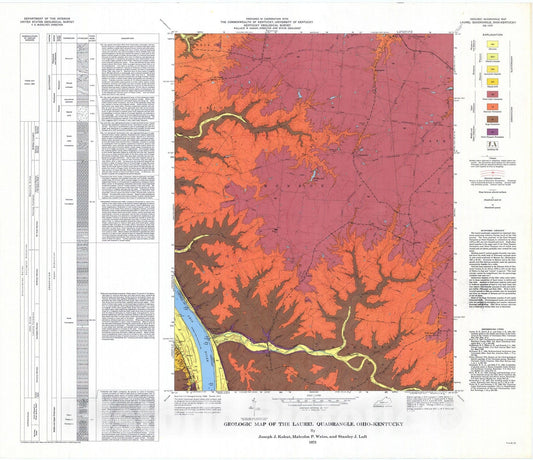 Map : Geologic map of the Laurel quadrangle, Ohio-Kentucky, 1973 Cartography Wall Art :