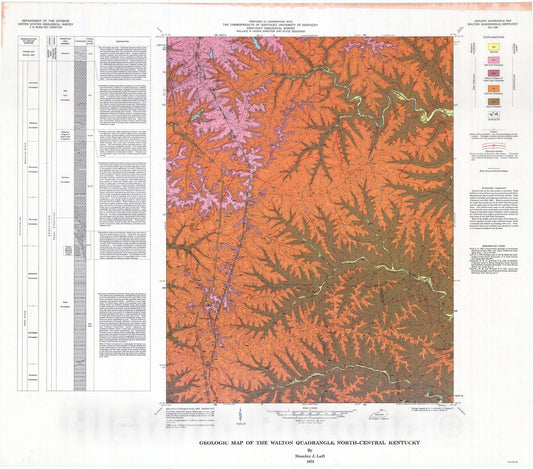 Map : Geologic map of the Walton quadrangle, north-central Kentucky, 1973 Cartography Wall Art :