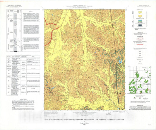 Map : Geologic map of the Robards quadrangle, Henderson and Webster Counties, Kentucky, 1973 Cartography Wall Art :