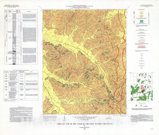 Map : Geologic map of the Poole quadrangle, western Kentucky, 1973 Cartography Wall Art :