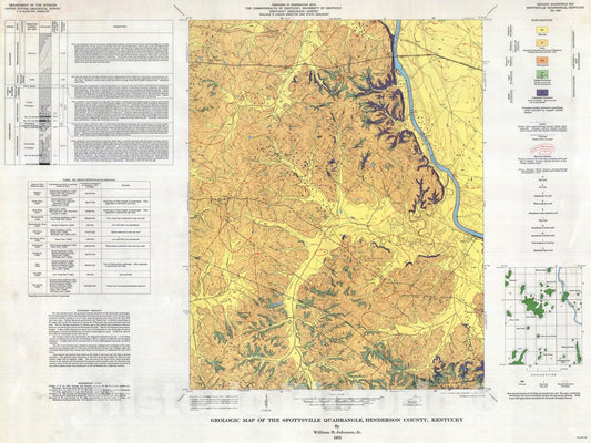 Map : Geologic map of the Spottsville quadrangle, Henderson County, Kentucky, 1973 Cartography Wall Art :