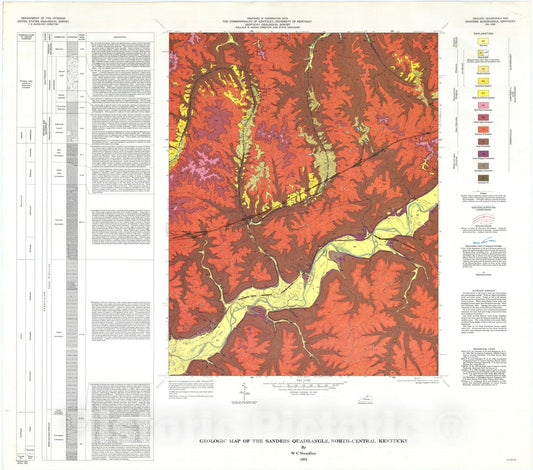 Map : Geologic map of the Sanders quadrangle, north-central Kentucky, 1973 Cartography Wall Art :