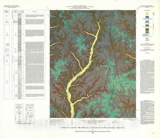 Map : Geologic map of the Eubank quadrangle, south-central Kentucky, 1973 Cartography Wall Art :