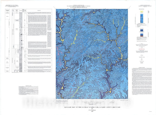 Map : Geologic map of the Sandgap quadrangle, Jackson County, Kentucky, 1973 Cartography Wall Art :