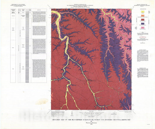 Map : Geologic map of the Bloomfield quadrangle, Nelson and Spencer Counties, Kentucky, 1973 Cartography Wall Art :