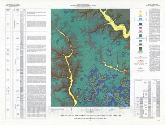 Map : Geologic map of the Bobtown quadrangle, Pulaski County, Kentucky, 1973 Cartography Wall Art :