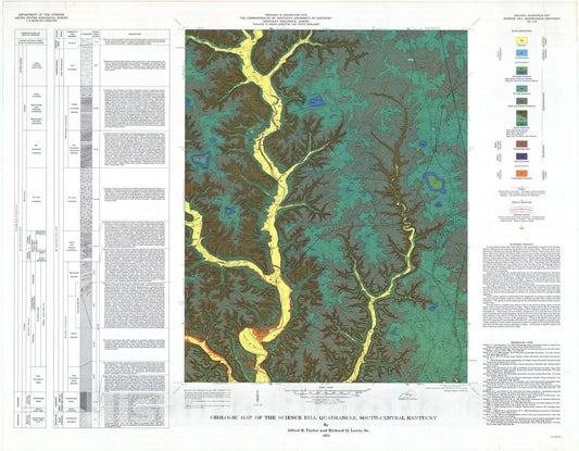 Map : Geologic map of the Science Hill quadrangle, south-central Kentucky, 1973 Cartography Wall Art :