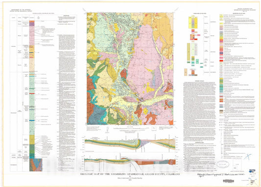 Map : Geologic map of the Kremmling quadrangle, Grand County, Colorado, 1973 Cartography Wall Art :