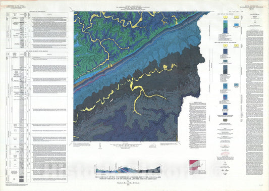 Map : Geologic map of the Whitesburg quadrangle, Kentucky-Virginia and part of the Flat Gap quadrangle, Letcher County, Kentucky, 1973 Cartography Wall Art :