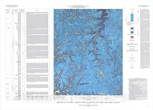 Map : Geologic map of the McKee quadrangle, Jackson and Owsley Counties, Kentucky, 1973 Cartography Wall Art :