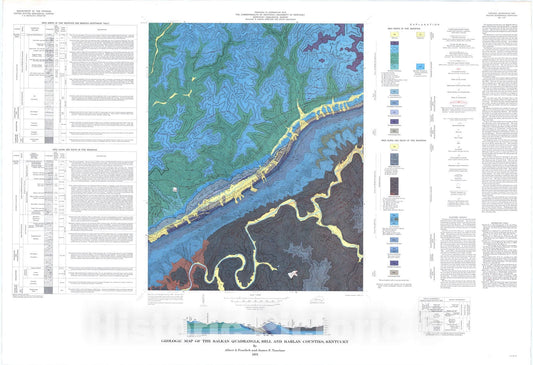 Map : Geologic map of the Balkan quadrangle, Bell and Harlan Counties, Kentucky, 1973 Cartography Wall Art :