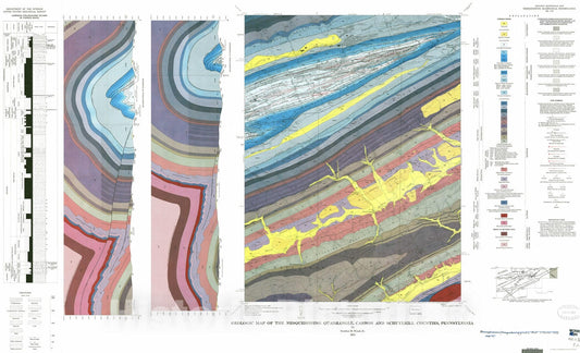 Map : Geologic map of the Nesquehoning quadrangle, Carbon and Schuylkill Counties, Pennsylvania, 1974 Cartography Wall Art :