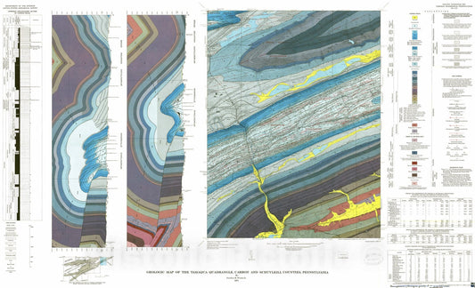 Map : Geologic map of the Tamaqua quadrangle, Carbon and Schuylkill Counties, Pennsylvania, 1974 Cartography Wall Art :