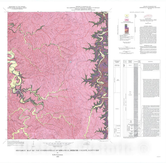 Map : Geologic map of the Cornishville quadrangle, Mercer County, Kentucky, 1973 Cartography Wall Art :