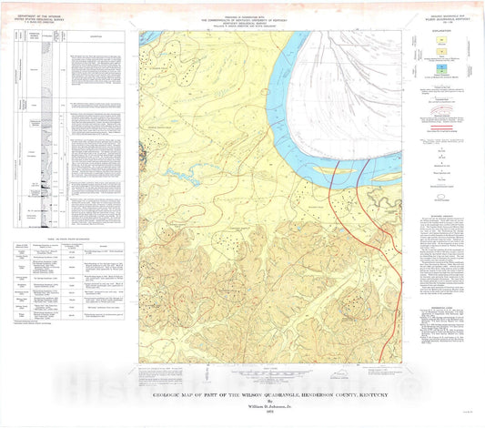 Map : Geologic map of part of the Wilson quadrangle, Henderson County, Kentucky, 1973 Cartography Wall Art :