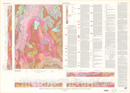Map : Bedrock geologic map of the Stockbridge quadrangle, Berkshire County, Massachusetts, 1974 Cartography Wall Art :