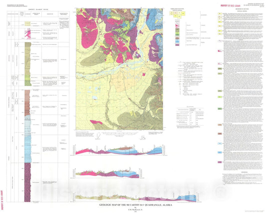 Map : Geologic map of the McCarthy B-5 quadrangle, Alaska, 1974 Cartography Wall Art :
