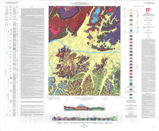 Map : Geologic map of the Burna quadrangle, Livingston County, Kentucky, 1974 Cartography Wall Art :