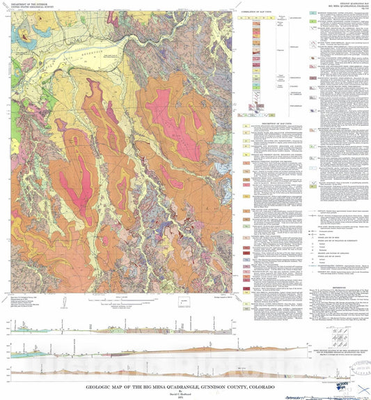 Map : Geologic map of the Big Mesa quadrangle, Gunnison County, Colorado, 1974 Cartography Wall Art :