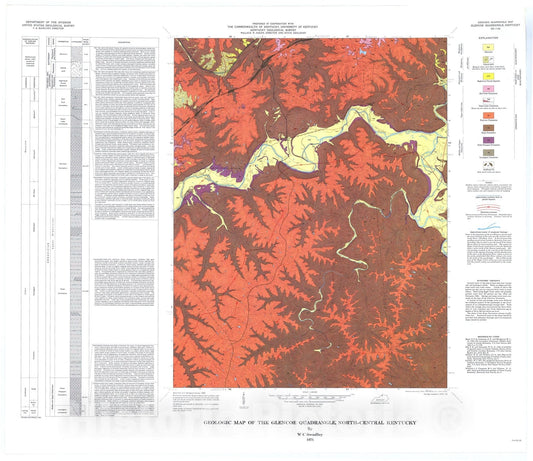 Map : Geologic map of the Glencoe quadrangle, north-central Kentucky, 1974 Cartography Wall Art :