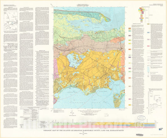 Map : Geologic map of the Hyannis quadrangle, Barnstable County, Massachusetts, 1974 Cartography Wall Art :