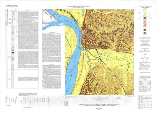 Map : Geologic map of the Wickliffe quadrangle, Kentucky-Missouri, and part of the Wyatt quadrangle in Kentucky, 1974 Cartography Wall Art :