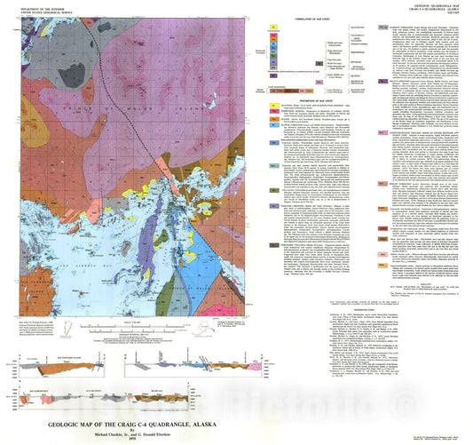 Map : Geologic map of the Craig C-4 quadrangle, Alaska, 1975 Cartography Wall Art :