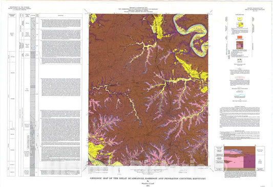 Map : Geologic map of the Kelat quadrangle, Harrison and Pendleton Counties, Kentucky, 1974 Cartography Wall Art :