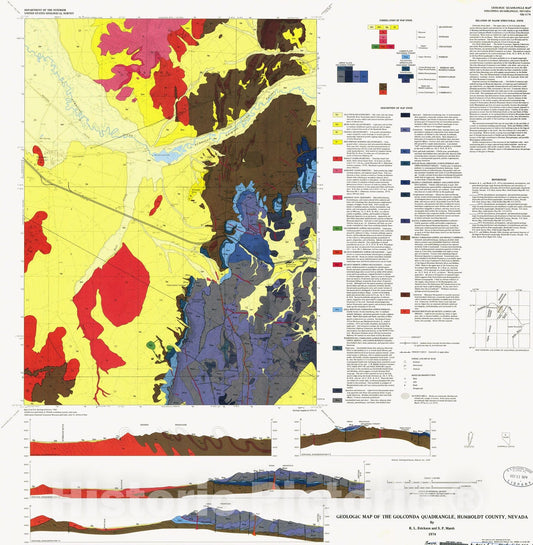 Map : Geologic map of the Golconda quadrangle, Humboldt County, Nevada, 1974 Cartography Wall Art :