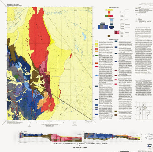 Map : Geologic map of the Iron Point quadrangle, Humboldt County, Nevada, 1974 Cartography Wall Art :