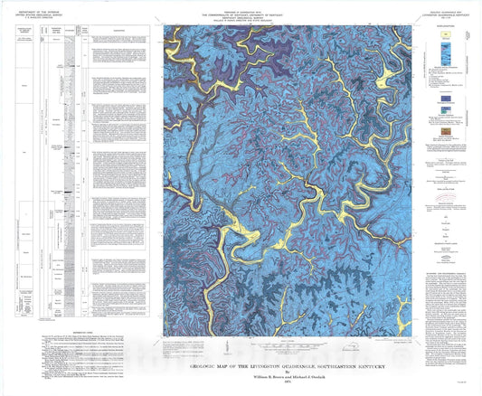 Map : Geologic map of the Livingston quadrangle, southeastern Kentucky, 1974 Cartography Wall Art :