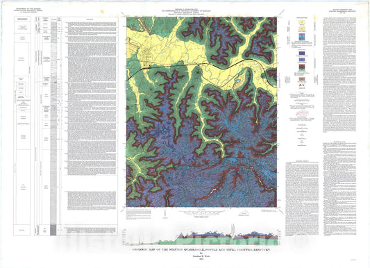 Map : Geologic map of the Stanton quadrangle, Powell and Estill Counties, Kentucky, 1974 Cartography Wall Art :