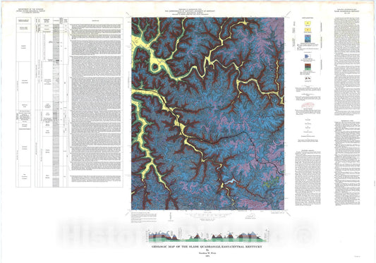 Map : Geologic map of the Slade quadrangle, east-central Kentucky, 1974 Cartography Wall Art :