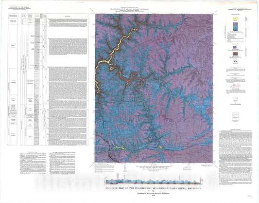 Map : Geologic map of the Pomeroyton quadrangle, east-central Kentucky, 1974 Cartography Wall Art :