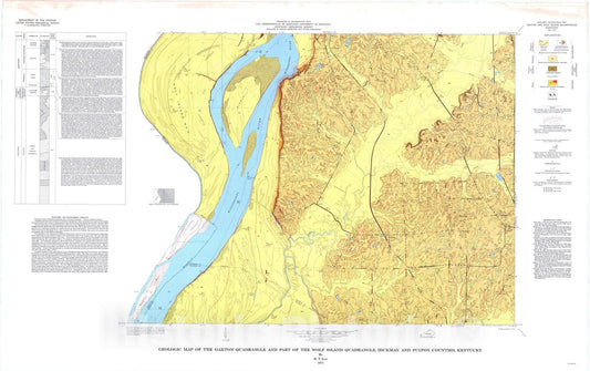 Map : Geologic map of the Oakton quadrangle and part of the Wolf Island quadrangle, Hickman and Fulton Counties, Kentucky, 1974 Cartography Wall Art :