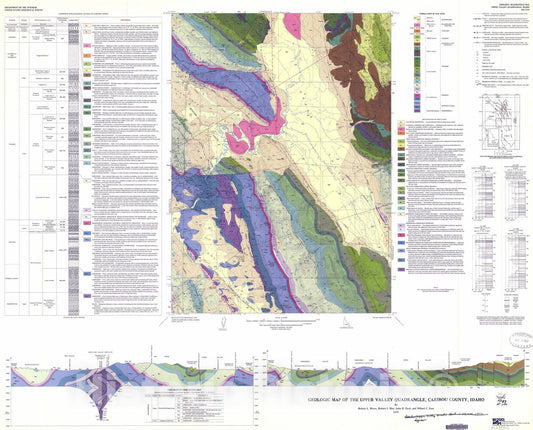 Map : Geologic map of the Upper Valley quadrangle, Caribou County, Idaho, 1975 Cartography Wall Art :